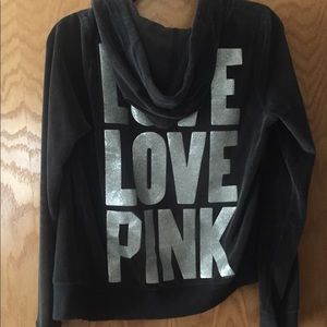 PINK zip up velour Hoodie